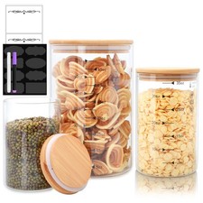 Glass Storage Containers with Lids,Glass Jars with Bamboo Lids, Canisters Set...