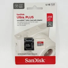 New SanDisk 256GB Ultra PLUS MicroSDXC UHS-I Card with Adapter