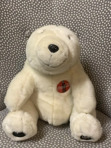Vintage 1995 Coca Cola White Polar Bear Teddy Plush Toy 11"