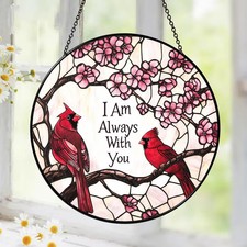 Cardinal Hummingbird Suncatcher Glass Window Decor Bird Art Gift