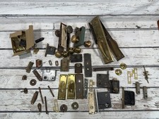 VTG Antique Door Handle Locks Hardware HUGE LOT Latch Keyholes Brass Assortment