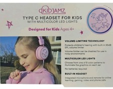 KIDJAMZ Mee Headphones USB-C/ Unicorn LED Lights- Volume Limiter NEW 