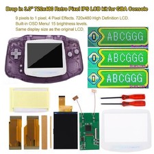 White lens-Drop In V5 720x480 Retro Pixel IPS Backlit LCD Pre-cut Cases For GBA