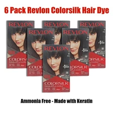 6 Pack Revlon Colorsilk Color Permanent 3D Hair Color Black Keratin