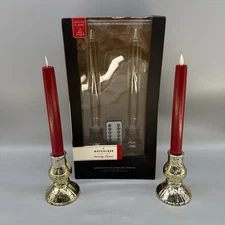 Mercury Glass Base Matchless Candle Co Flameless Candles Remote Timer 2 Pack