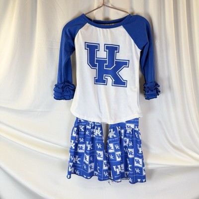 University Of Kentucky Wildcats Girls Ruffle Pant Set Sz 2T Big Blue Basketball