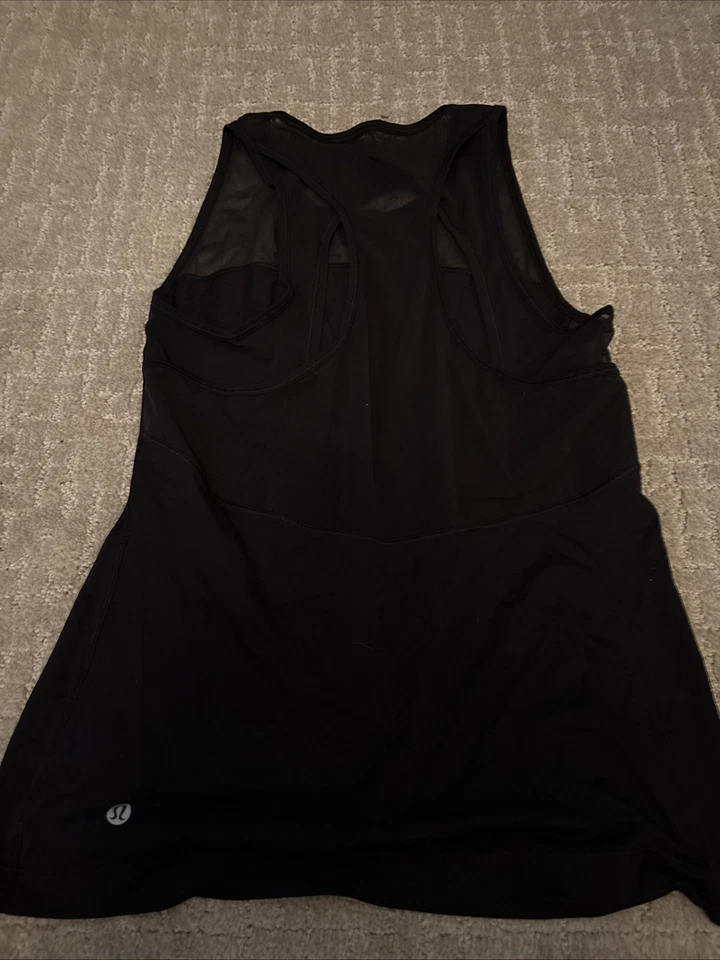 Lululemon Black Mesh Racerback Tank Top Size 6 - Image 2 of 2