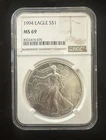 United States Mint American Eagle 1994 1 oz Silver NGC MS 69 Coin 0.999