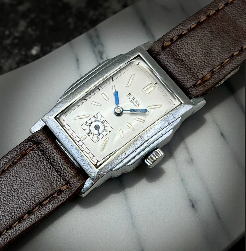 VTG ROLEX VICEROY ART DECO SILVER DIAL NICKEL PLATED CASE Ø 26X38mm CIRCA 1930 - Image 4 of 4