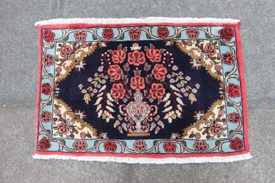 Tapis Oriental En Laine Fait Main Traditionnel Vintage Fin Petit Tapis 48x77cm - Photo 1/4