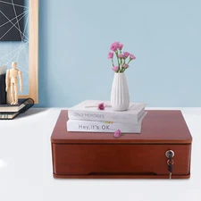Wooden Desktop Storage Box with Lockable Drawer Office Supplies Drawer Organizer