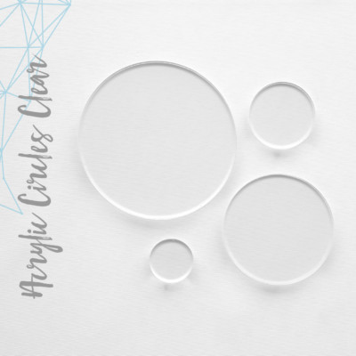 CLEAR ACRYLIC CIRCLE BLANK 1/16'' THICK- (PACK 25-50-100) SELECT SIZE