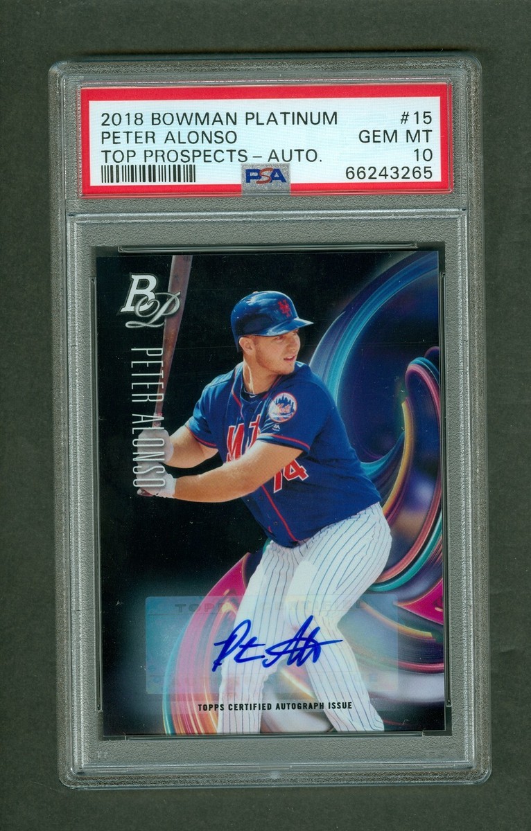 その他 Pete Alonso Bowman Topps MLB PSA Pete Alonso 2018 Bowman Platinum Top 15 Autograph Card NY