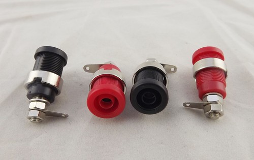 2pcs Binding Post Banana Jack 4mm Safety Protection Plug Red + Black with Screw - 第 7/9 張圖片