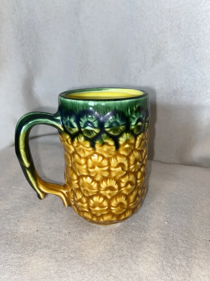 Taza de piña cerámica vintage TIKI BAR ST. THOMAS Bahamas amarillo caribeño Foto 4 de 4