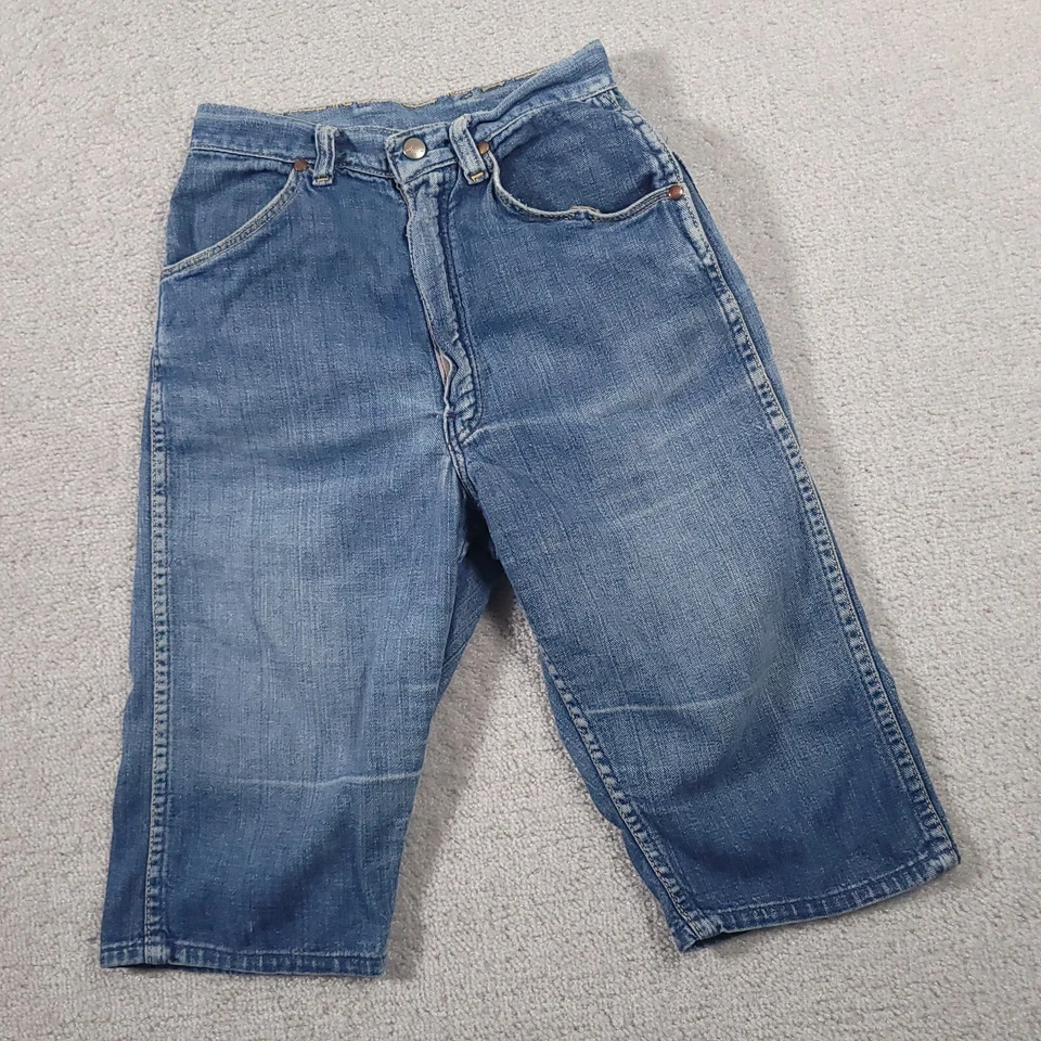 Shorts jeans feminino vintage Wrangler Sanforized Blue Bell anos 50 anos 60 Misses 12 EUA FLAW - Imagem 2 de 4