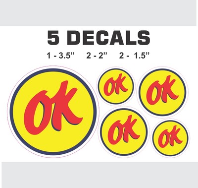 5 Round OK Used Cars Vinyl Decals