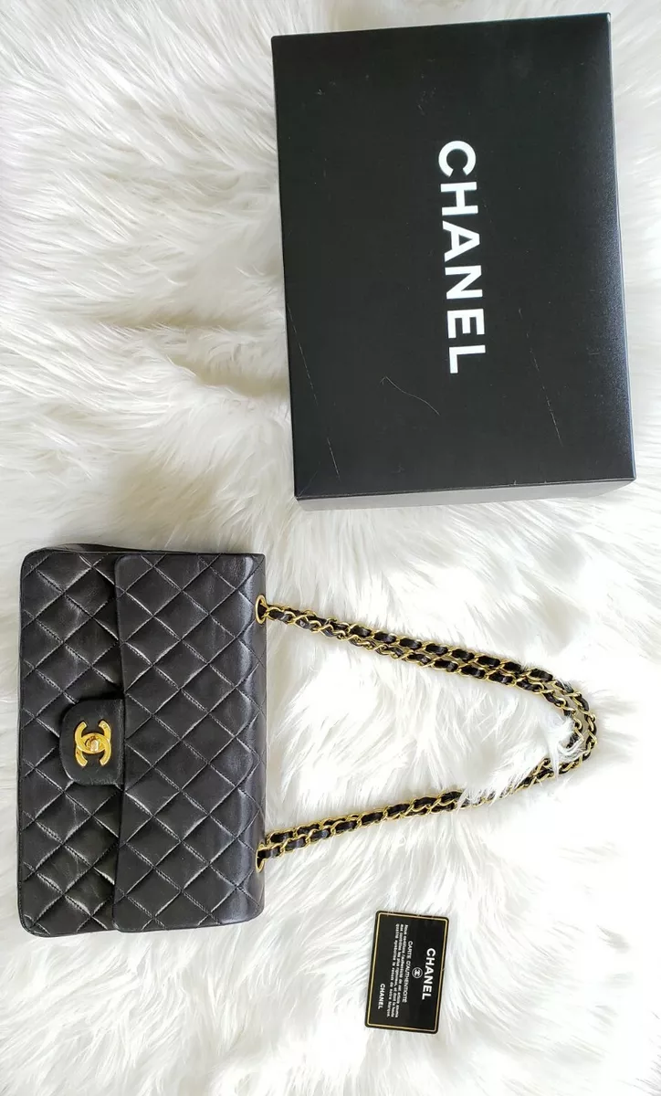 🌺 Authentic CHANEL Black Medium Classic Double Flap Bag Gold HW w