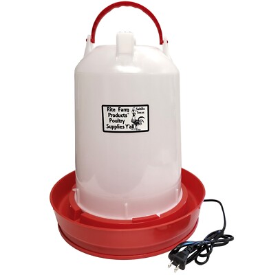 3.7 GALLON ''HEATED'' RITE FARM PRODUCTS GRAVITY POULTRY WATERER, 6ft CORD CHICKEN