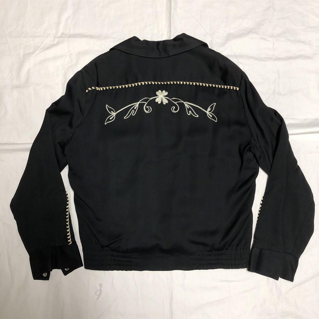50s HbarC western jacket ギャバジャン 50s H bar C Western Jacket L Black Rayon Gaba H BAR C | eBay