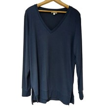 Lucky Brand Sweater Mens Medium Navy Blue Long Sleeve V-Neck Lightweight