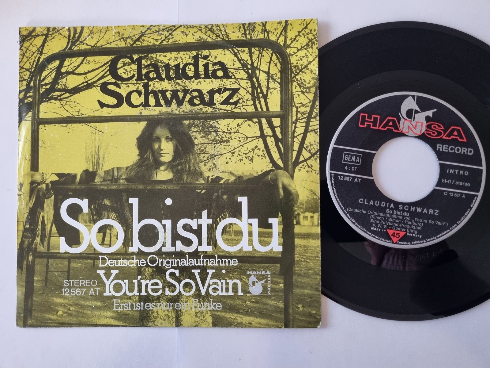 Claudia Schwarz - So Bist Du 7'' Vinyl Germany/ CV Carly Simon - You're so vain