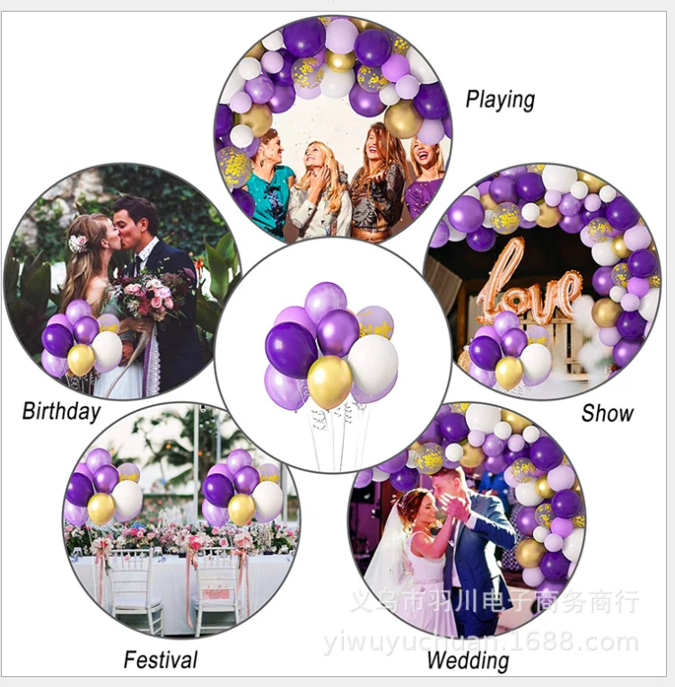 Suministros de fiesta temáticos del océano Cadena de globos de sirena de ensueño decoración de cumpleaños púrpura Foto 3 de 4