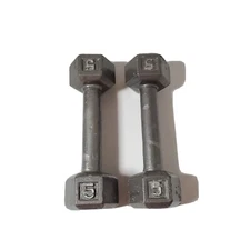 Pair Of 5 Pound Dumb Bell Weights Cast Iron Hex Free Weights GUC