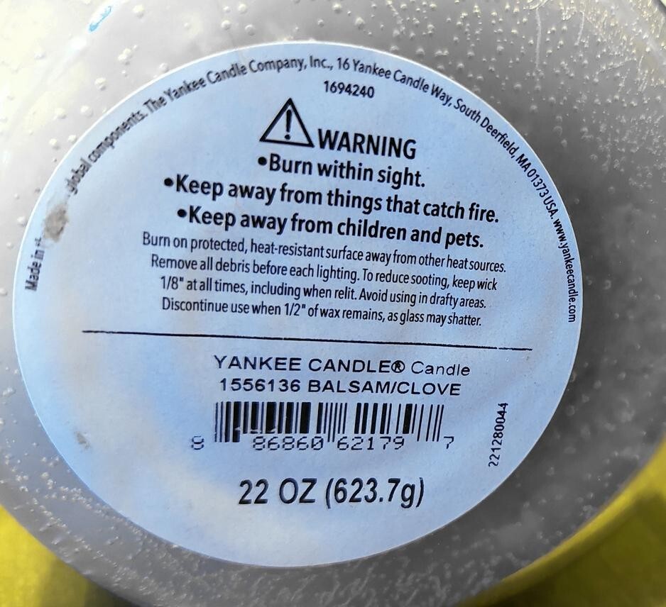 NEW Yankee Candle Balsam and Clove 22 oz Large Jar eBay