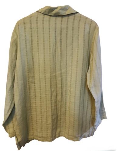 Camisa de gran tamaño Eileen Fisher verde lino a rayas talla S - Imagen 4 de 6