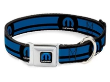 MOPAR Blue  Dog Collar Seat Belt Buckle Down Licensed 15”-26” Neck Size