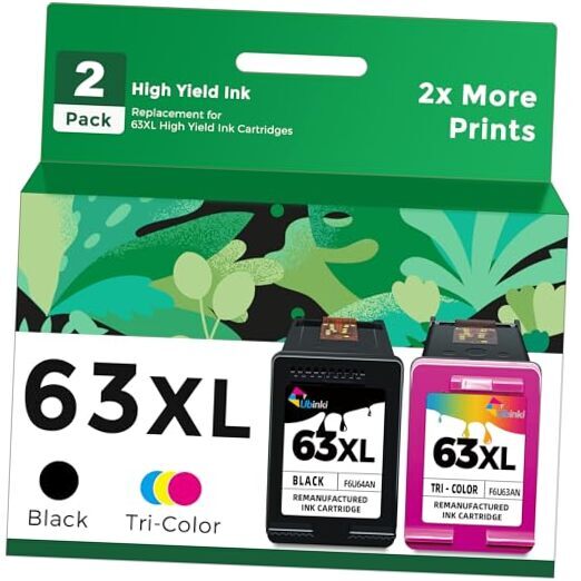 63XL Ink Cartridge Combo Pack Replacement for HP Ink 63 63XL Black and Color