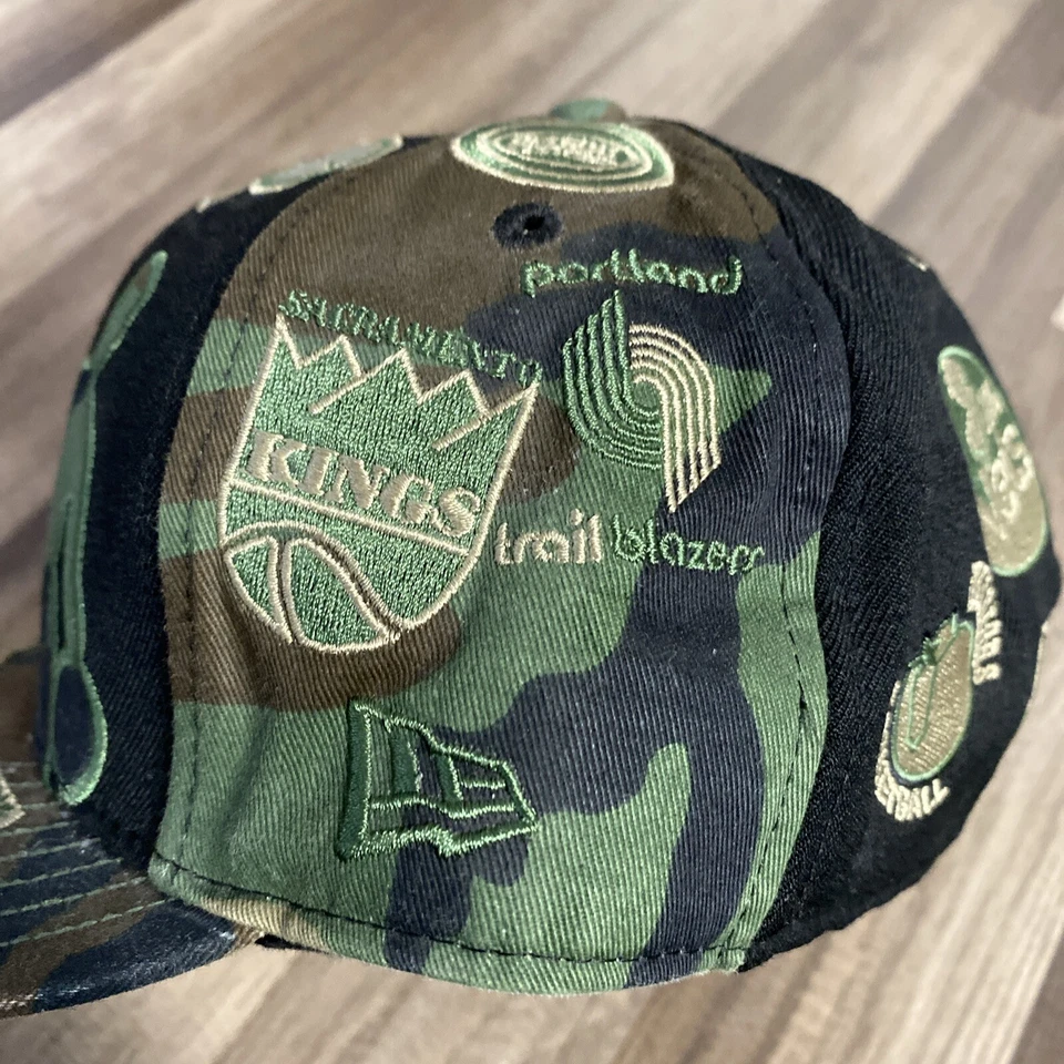 Sombrero ajustado vintage Y2k New Era parches NBA camuflaje 7 1/4 Foto 3 de 4