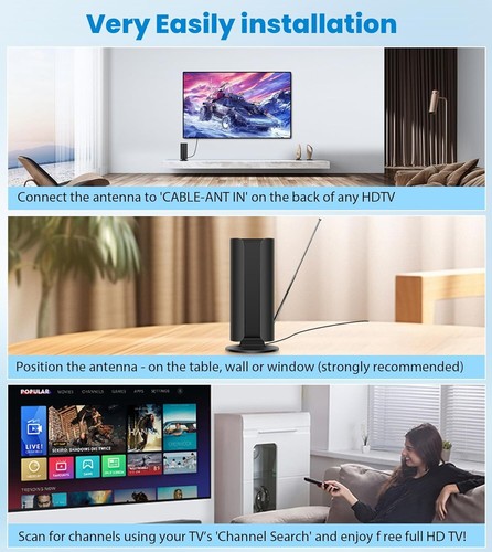 2025 TV Antenna for Smart TV, 1400+ Miles Range Strongest Digital HD TV Antenna - Picture 4 of 8