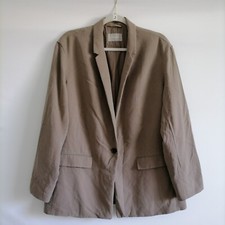 Everlane Womens Beige Single Breasted One Button Notch Lapel Blazer Size 12