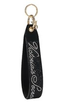 Victoria's Secret Wristlet Strap Black Sparkle Signature Logo Keychain Rhineston