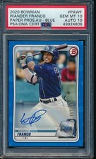 PSA 10/10 WANDER FRANCO AUTO 2020 Bowman BLUE Paper Autograph #/150 RC GEM MINT