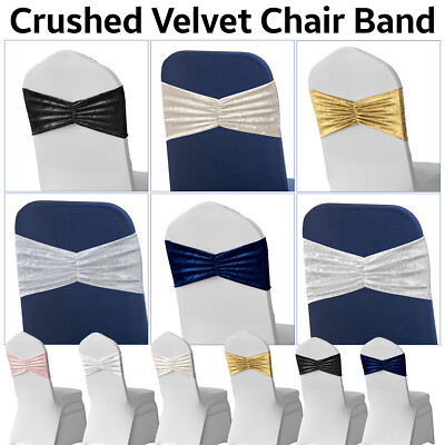 Elegante Stuhlbänder aus zerkleinertem Samt für Hochzeit Party Event Deko 1-100 Stück
