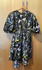 Alexander McQueen Made in Italy Dress floral green blue size 42 100% silk