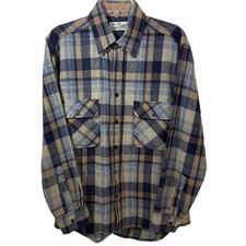 Vintage Sears Roebuck Plaid Shirt Wool Blend Button Western Work Outdoors Med