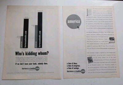 1998 Barnes & Noble Books vs. Amazon ''Who's Kidding Whom?'' 2-Page Vintage Ad