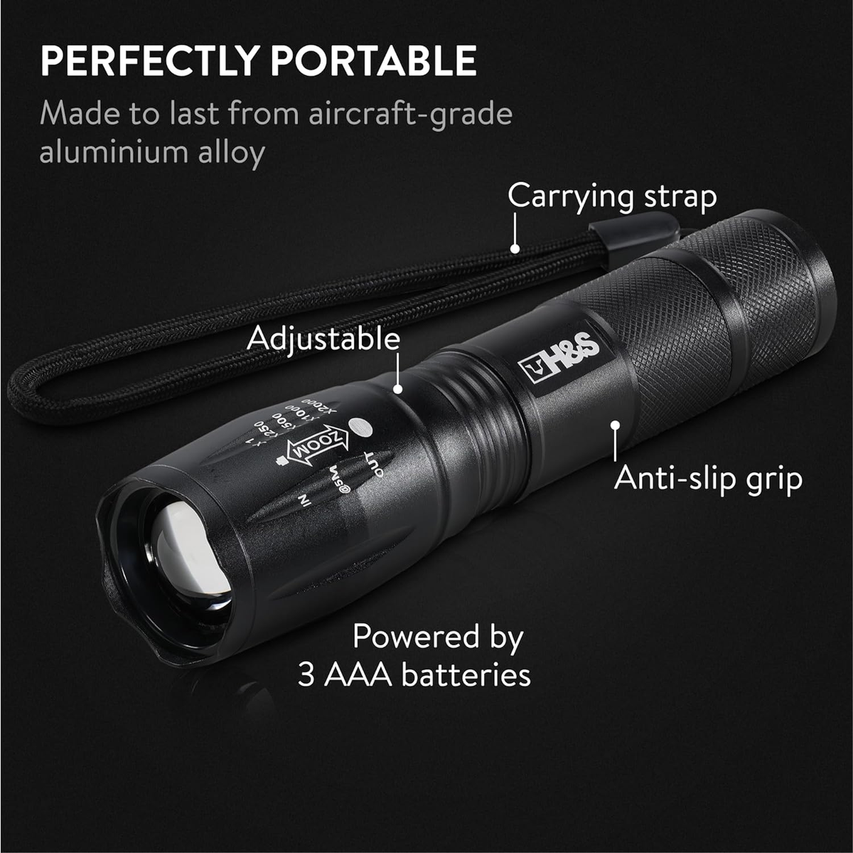 ALLON Torch LED Super Bright, Portable Rechargeable Hand Torch High - View #6
