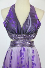 NEW Size 0 Tony Bowls 300 Halter Prom Formal Short Gown Dress Purple Fit Flar