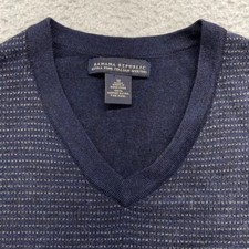 Banana Republic Sweater Men Merino Wool Pullover V-Neck Italian Medium Navy