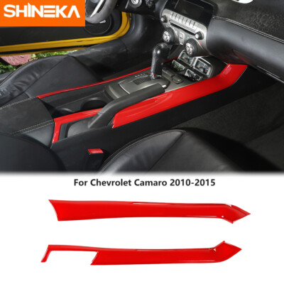  2pcs Gear Shift Box Side Panel Cover Trim Bezel For Chevy Camaro 2010-2015 Red