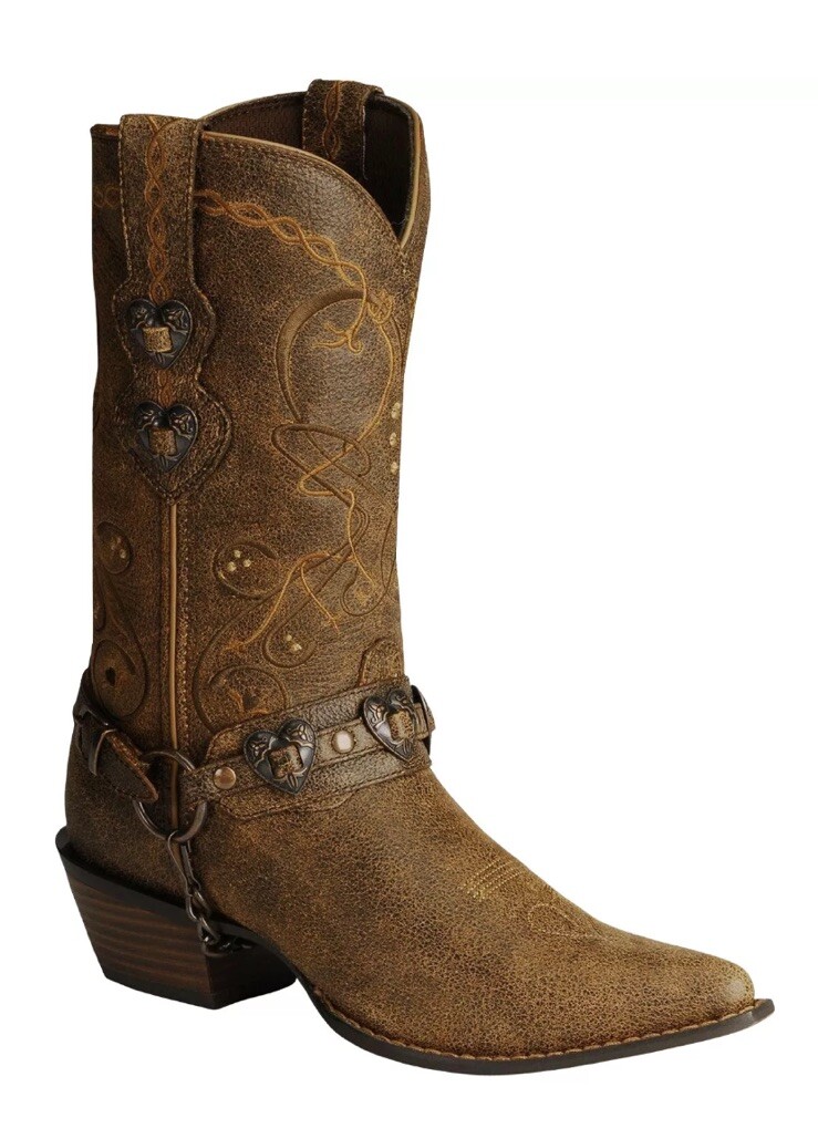Durango Crush 11” Heart Harness Chain Concho Brown Cowboy Boots Size  RD4155