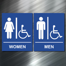  2 RESTROOM Sign Stickers Business Decals Store Office M/F Door Bathroom NEW