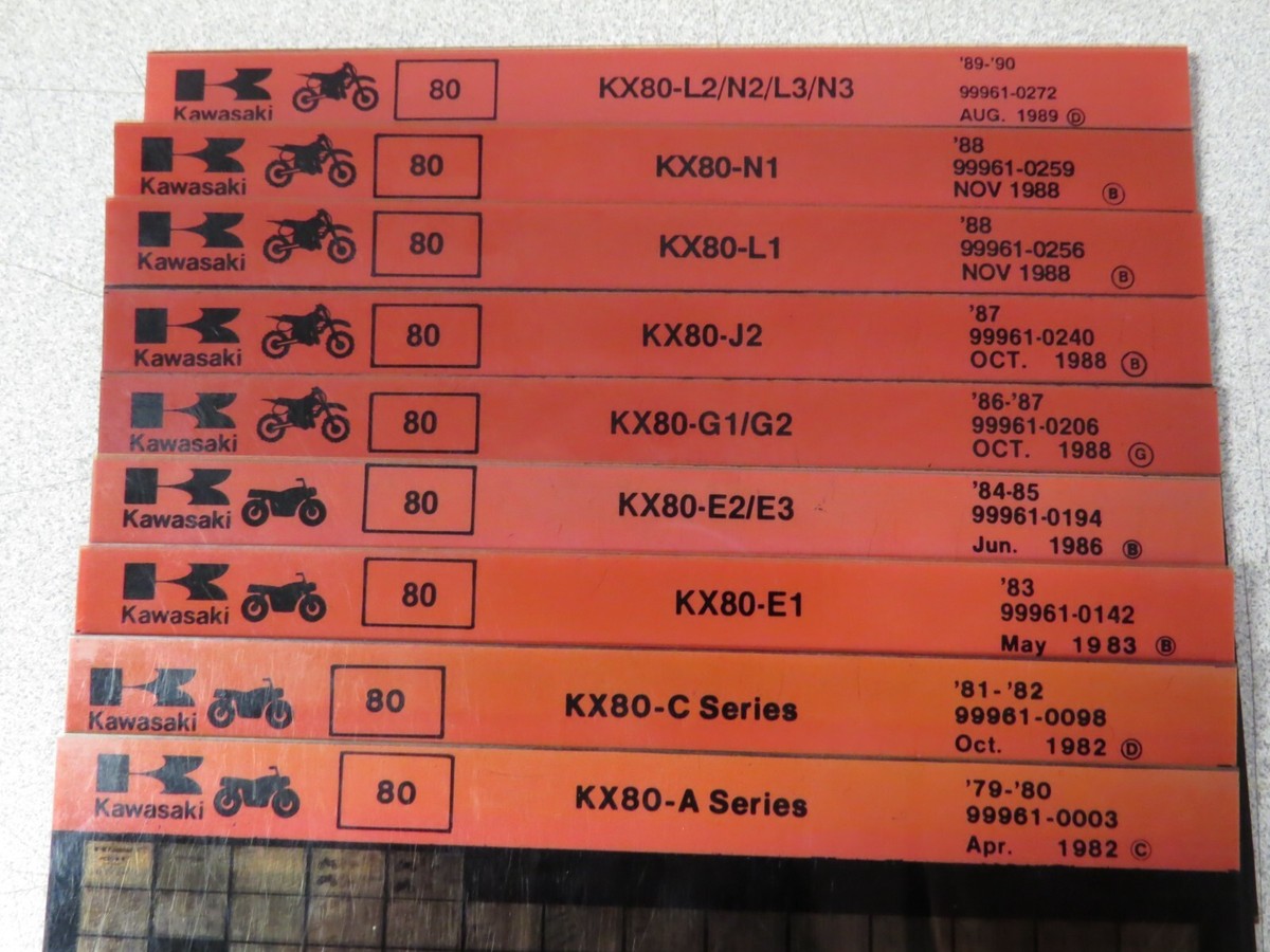 Vintage Kawasaki OEM 79-90 KX80 Dirt Bike Parts Catalog Microfiche
