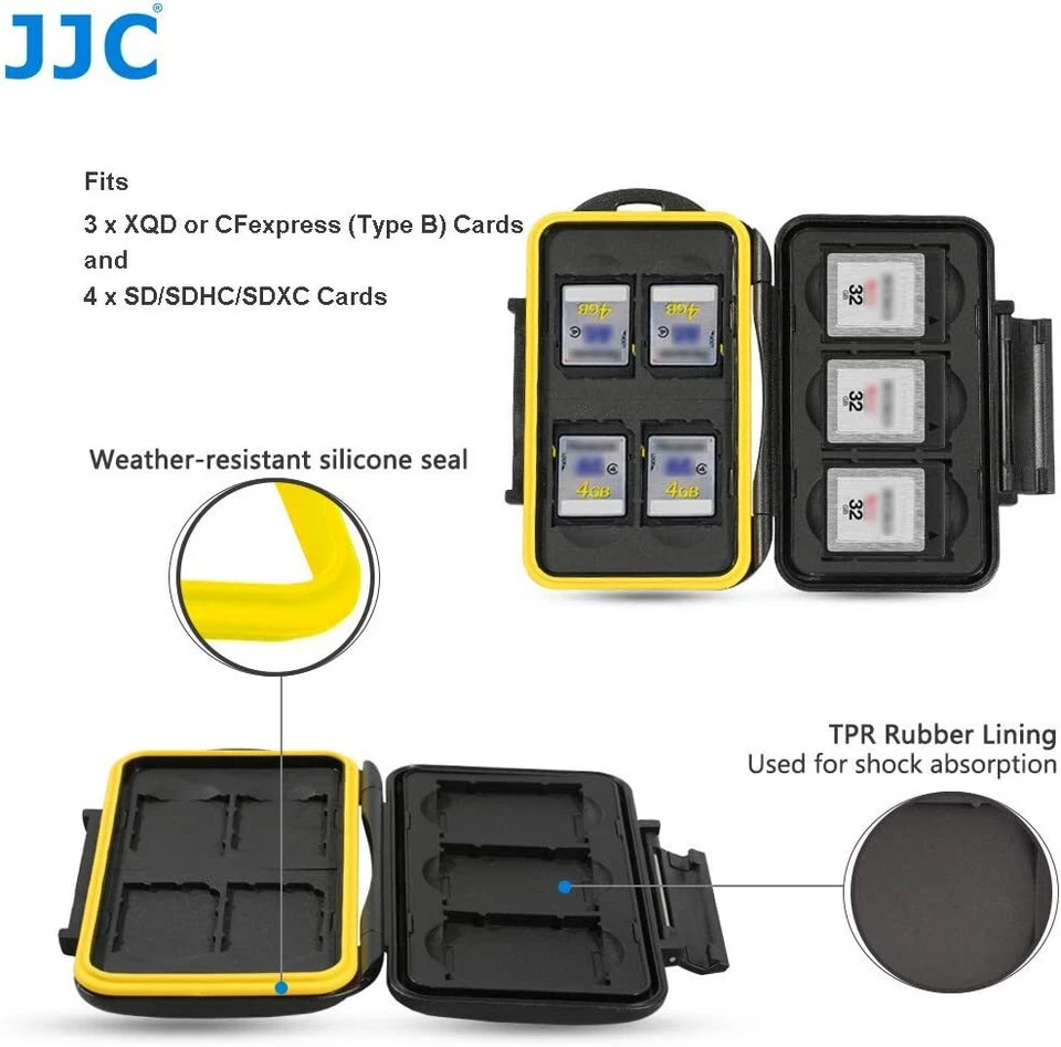 JJC Memory Card Case for 3 XQD/CFexpress B & 4 SD Cards | Water Resistant Tough - Image 2 of 4