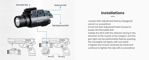 Lampe arme de poing Nextorch WL13 - 1300Lumens - Fixation sur rail - Imagen 8 de 12